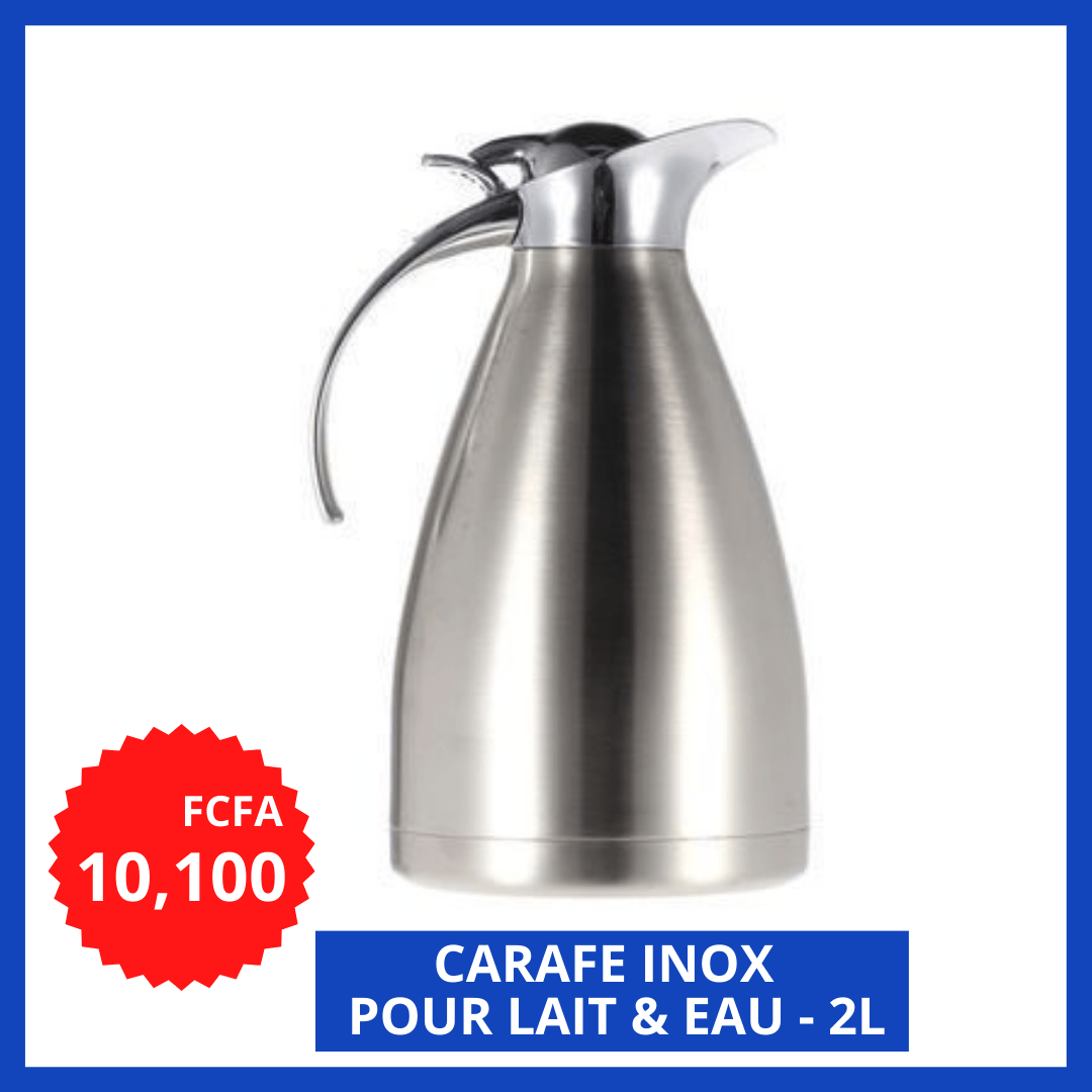 Globalflashdeal Pichet INOX Carafe d'eau avec Couvercle pour Cafe Lait  Boisson - Bec Court, 2L