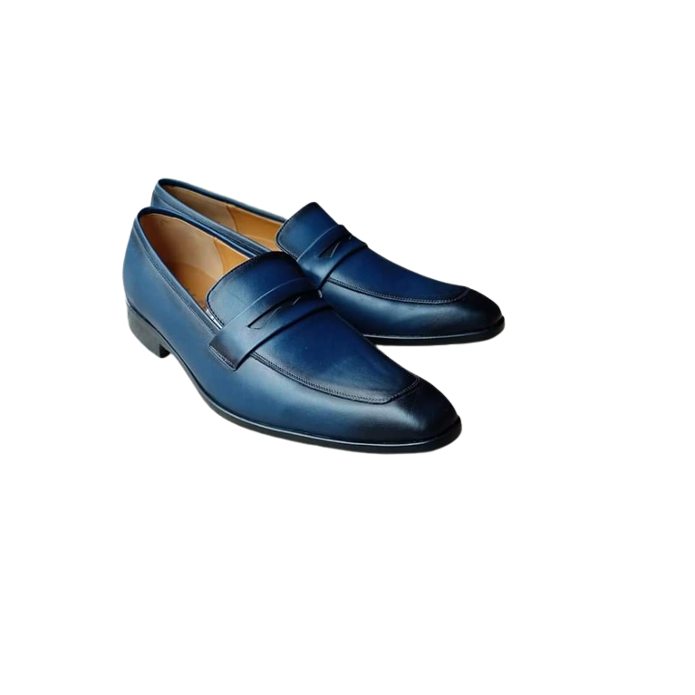 Soulier Homme En Cuir Couleur Bleu