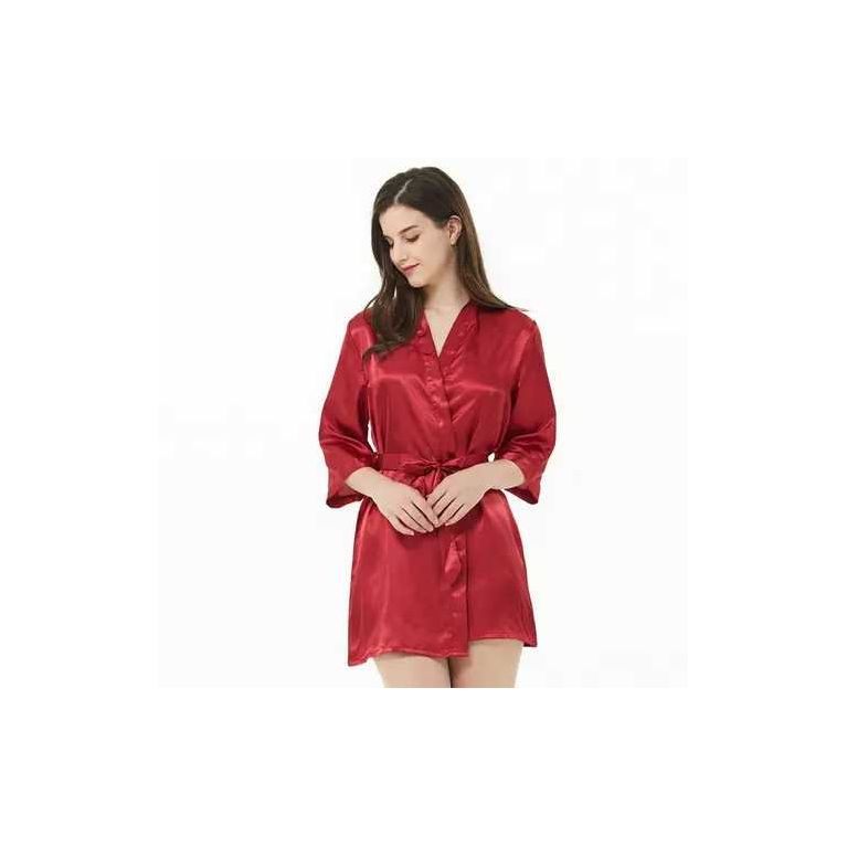 Mode Femme V tements de nuit Pyjama Peignoir en soie ROUGE